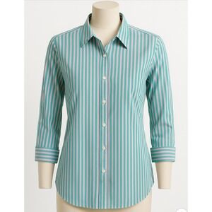 J. Crew Womens Striped 3/4 Sleeve Button Down Shirt‎ Career Casual Top M